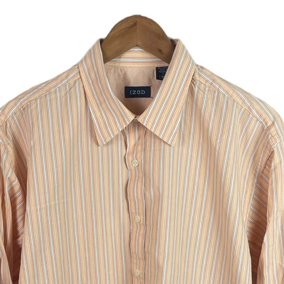 BF1030 Mens Izod Designer Brand Striped Preppy Button Down Shirt L - Picture 3 of 4